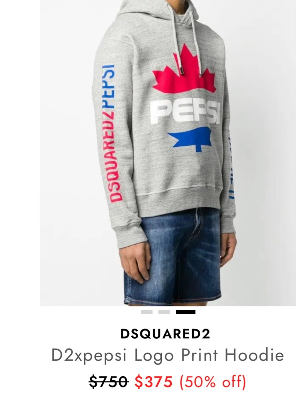 DSQUARED2 Grey Hoodie with Pink and Blue Pepsi Graphic
